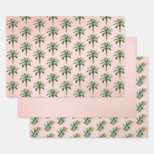 Feuille De Papier Cadeau Palmier rose pâle (Lot)