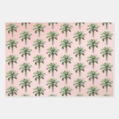 Feuille De Papier Cadeau Palmier Tropical Rose-Brut (Devant)