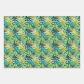 Feuille De Papier Cadeau Palmiers bleus verts tropicaux (Devant 3)
