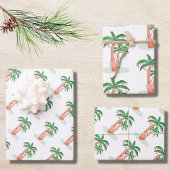 Feuille De Papier Cadeau Palmiers de Noël tropicaux