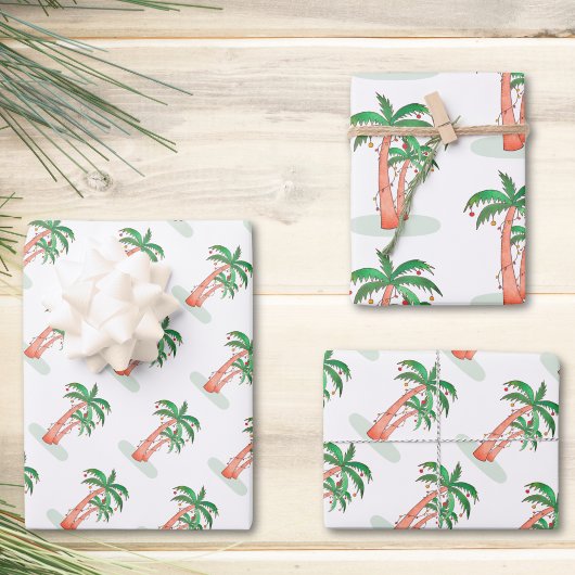 Feuille De Papier Cadeau Palmiers de Noël tropicaux