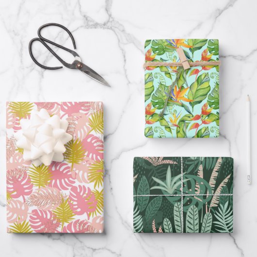 Feuille De Papier Cadeau Palmiers Tropicaux (Recto)