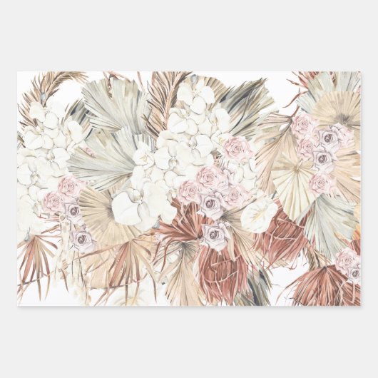 Feuille De Papier Cadeau Pampas Grass Floral Tropical Jungle (Devant)