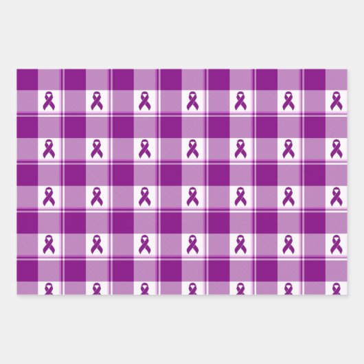 Feuille De Papier Cadeau Pancreatic Cancer Awareness Plaid Wrapping Paper (Devant)