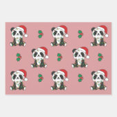 Feuille De Papier Cadeau Panda Christmas Winter Animaux de vacances Pandas (Devant 3)