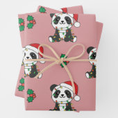 Feuille De Papier Cadeau Panda Christmas Winter Animaux de vacances Pandas (En situation)
