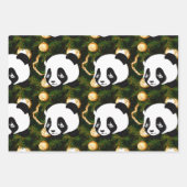Feuille De Papier Cadeau Panda de Noël et ours (Devant)