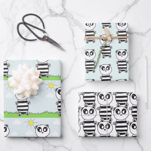 Feuille De Papier Cadeau Panda Kids (Recto)