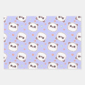 Feuille De Papier Cadeau Panda mignonne avec le coeur d'anniversaire (Devant)