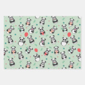 Feuille De Papier Cadeau Panda Seamless Motif Trio (Devant 2)