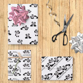 Feuille De Papier Cadeau Pandas mignonnes Motif noir et blanc Personnalisé