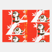Feuille De Papier Cadeau Pandas mignons sur un bambou   (Devant)