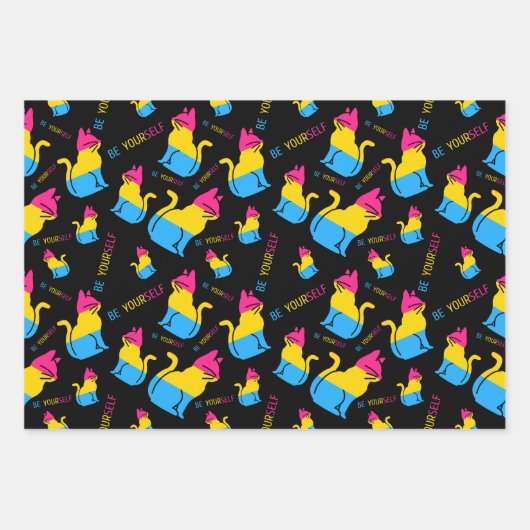 Feuille De Papier Cadeau Pansexual Pride Chat - Soyez vous-même (Devant)