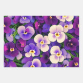 Feuille De Papier Cadeau Pansies jaune et violet (Devant 3)