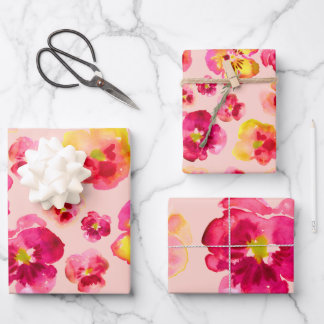 Feuille De Papier Cadeau Pansy rose vif et coloré