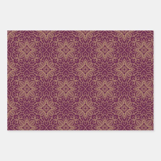 Feuille De Papier Cadeau Pansy violet Arabesque motifs géométriques islamiq (Devant)