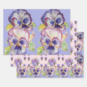 Feuille De Papier Cadeau Pansy violet Pansies fleur Aquarelle Peinture