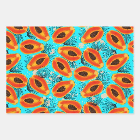 Feuille De Papier Cadeau Papaya tropicale (Devant)