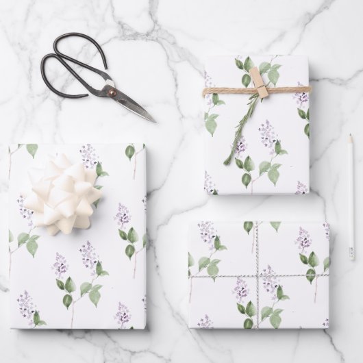 Feuille De Papier Cadeau Papel de soie lilas plat Set de 3 (Recto)