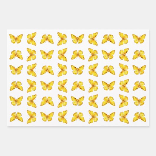 Feuille De Papier Cadeau Papier-cadeau résistant AF jaune Papillon (Devant 2)