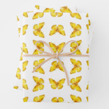 Papier-cadeau résistant AF jaune Papillon