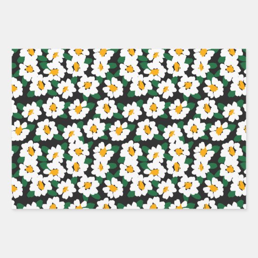 Feuille De Papier Cadeau Papiers de fleurs pour emballage (Devant 3)