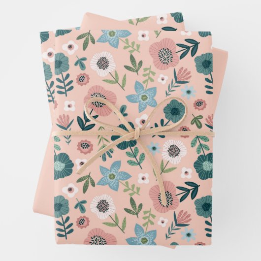 Feuille De Papier Cadeau Papiers de fleurs pour emballage (En situation)