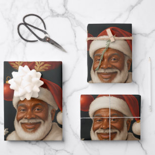 Feuille De Papier Cadeau Papiers de Noël Père Noël Noir