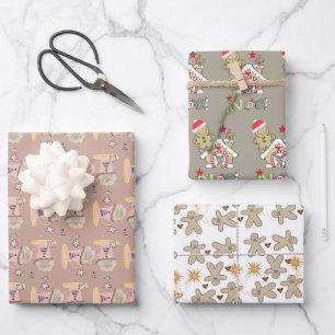 Feuille De Papier Cadeau Papiers d'emballage de Noël Café Gingerbread