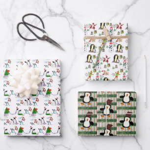 Feuille De Papier Cadeau Papiers d'emballage de Noël Joyeux Manchot