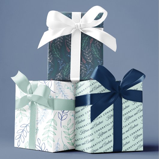 Feuille De Papier Cadeau Papiers d'emballage floraux Félicitations 