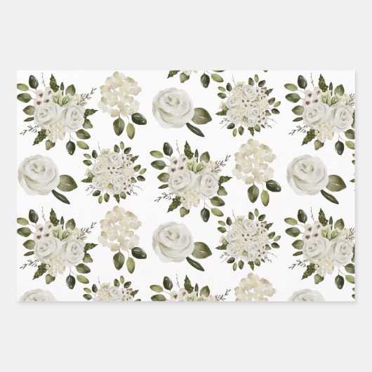 Feuille De Papier Cadeau Papiers d'emballage Rose Blanche (Devant 2)