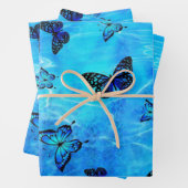 Feuille De Papier Cadeau Papillon bleu (En situation)