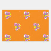 Feuille De Papier Cadeau Papillon coloré sur orange (Devant 3)