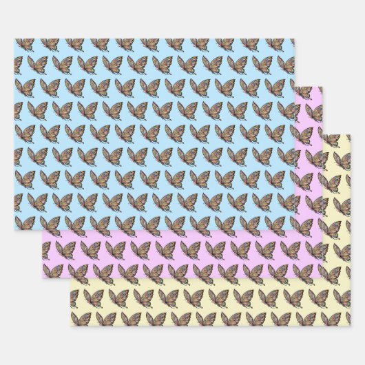 Feuille De Papier Cadeau Papillon de dessin (Lot)