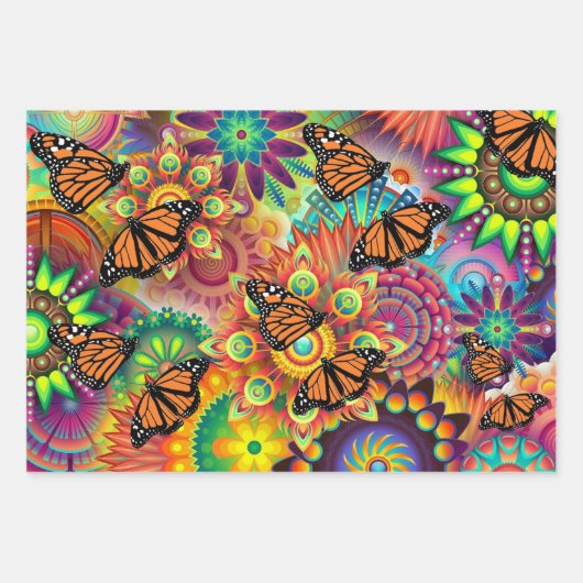 Feuille De Papier Cadeau Papillon Monarque (Devant 2)