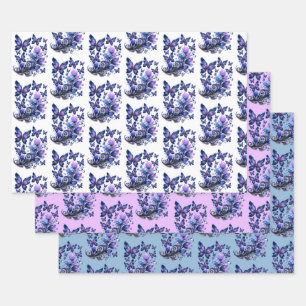 Feuille De Papier Cadeau Papillon Pailleté Cosmique Motif