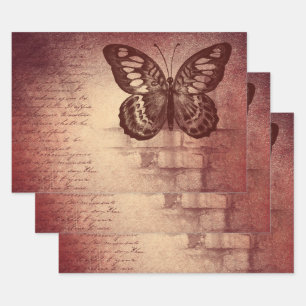 Feuille De Papier Cadeau Papillon Rose rouillé