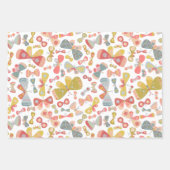 Feuille De Papier Cadeau Papillon rose vert (Devant)