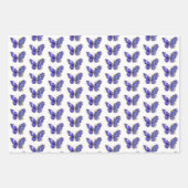 Feuille De Papier Cadeau Papillon saphir à fleurs (Devant 3)