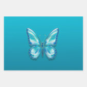 Feuille De Papier Cadeau Papillon turquoise (Devant)