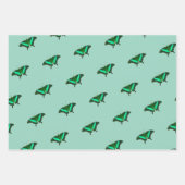 Feuille De Papier Cadeau Papillon Vert (Devant 3)