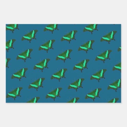 Feuille De Papier Cadeau Papillon Vert (Devant)