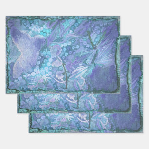 Feuille De Papier Cadeau Papillon Vintage violet Turquoise bleu romantique