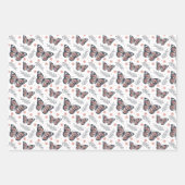 Feuille De Papier Cadeau Papillons Aquarelle Corail rose (Devant 3)