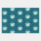 Feuille De Papier Cadeau Papillons blancs brillants Anniversaire (Devant)