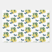 Feuille De Papier Cadeau Papillons Citrus bleu citron (Devant 2)