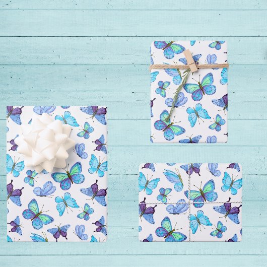 Feuille De Papier Cadeau Papillons colorés