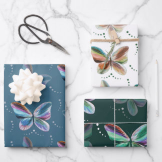 Feuille De Papier Cadeau Papillons colorés Toutes les occasions