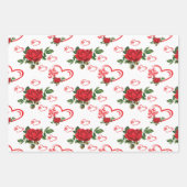 Feuille De Papier Cadeau Papillons de coeur et fleurs (Devant)